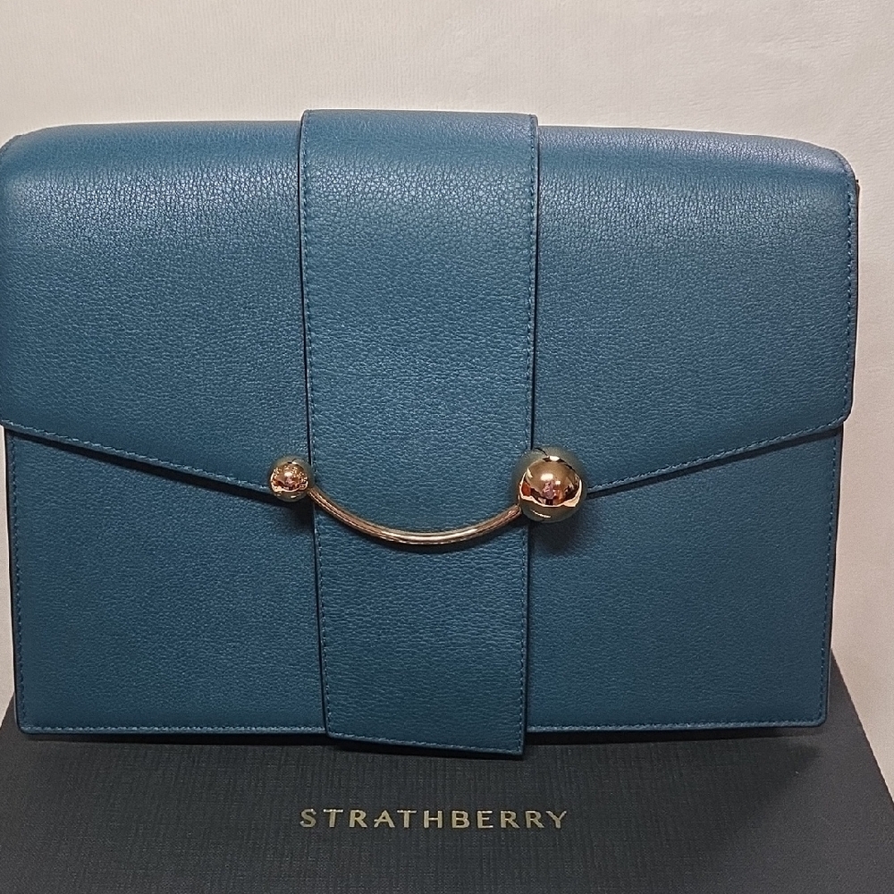 Strathberry Teal Leather Shoulder Bag - Picture 2 of 13